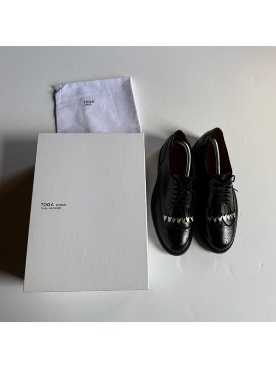 TOGA VIRILIS Black Polido Brogue Leather Dress Shoes - AJ855 - US 10/ EU 43